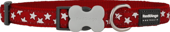 RED DINGO Nylonový obojok s hviezdičkami červený