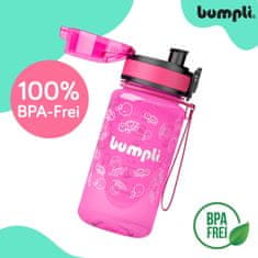 Bumpli Detské Fľaše na Vodu 350 ml s Viečkom a Slamkou, Nepriepustná, bez BPA (Ružová) PINKBOT