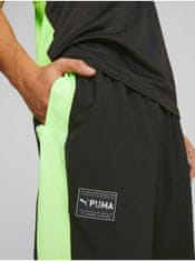 Puma Zeleno-čierne pánske športové tepláky Puma Fit Woven S