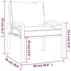 Vidaxl Záhradné stoličky s krémovými vankúšmi 2 ks 68x76x79 cm oceľ