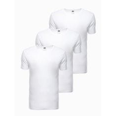 OMBRE Jednofarebné pánske tričko - biele 3-pack HALL MDN24833 XXL