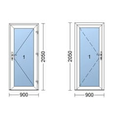 TROCAL Plastové dvere | 90 x 205 cm (900 x 2050 mm) | biele | presklenné | pravé