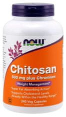 NOW Foods Chitosan, 500 mg Plus chromium, 240 veg kapslí