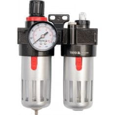 YATO Regulátor tlaku vzduchu 1/4", max. 0,93 MPa, s filtrom (90 cm3) a mazaním (60 cm3)