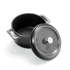 LAVA Metal Liatinový mini hrniec okrúhly 10 cm - šedá majolika