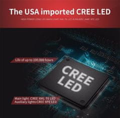MXM Supfire LED čelovka CREE XML-T6 LED 900lm, 4xAA Ni-MH batéria