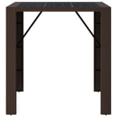 Petromila vidaXL Barový stôl so sklenenou doskou hnedý 105x80x110 cm polyratan