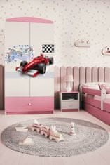 Kocot kids Detská skriňa Babydreams 90 cm závodné auto ružová