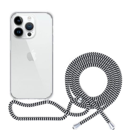 EPICO zadní kryt sa šňůrkou pro Apple iPhone 14 Pro Max, transparentné / čierno-biela