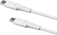 FIXED nabíjecí a datový kábel Liquid silicone USB-C - USB-C,USB 2.0, PD 60W, 0.5m, biela