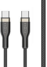 FIXED nabíjecí a datový kábel USB-C - USB-C,USB 2.0, PD 100W, opletený, 1.2m, čierna