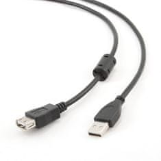 Gembird CABLEXPERT prodlužovací kábel USB-A 2.0, 1.8m, feritové jádro