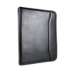 VegaLM Luxusný kožený pracovný diár na zips v čiernej farbe