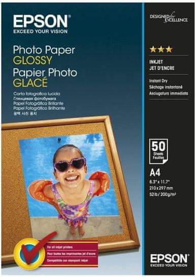 Epson Photo Paper Glossy, A4, 50 listov, 200g/m2, lesklý (C13S042539)