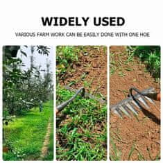 Netscroll Záhradná motyka, ideálna na uvoľnenie pôdy a odstránenie odolného buriny, podporuje rast nových rastlín alebo trávnika, ostrý okraj pre efektívnu a presnú prácu, 5 hrotov, nehrdzavejúca oceľ, RakeHoe