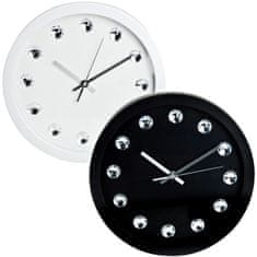 SEGNALE Nástenné hodiny ručičkové s kryštálmi 30 cm čierna