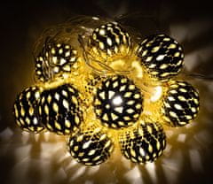 Linder Exclusiv Vianočné LED osvetlenie 10 zlatých gúľ Teplá biela