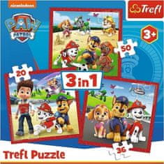 Trefl Puzzle Tlapková patrola: Veselí psíci 3v1 (20,36,50 dielikov)