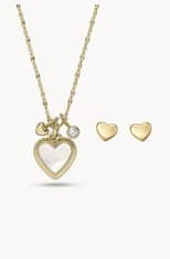Fossil Romantický pozlátený set šperkov s perleťou I Heart You JF04246SET (náhrdelník, náušnice)