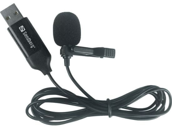 Sandberg streamovací USB mikrofón s klipom na pripnutie
