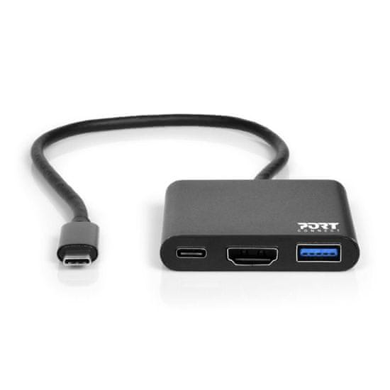 Port Designs PORT CONNECT USB-C HUB, HDMI 1X 4K + USB-A + USB-C, čierny