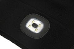 Cattara Čepice BLACK s LED svítilnou USB nabíjení