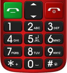 Evolveo EasyPhone FM, mobilní telefon pro seniory s nabíjecím stojánkem (červená barva)