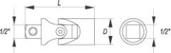 YATO Nadstavec 1/2" predlžovací 69 mm kĺbový