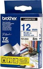 BROTHER TZE-233, bílá/modrá, 12mm