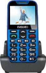 Evolveo EasyPhone XD, mobilní telefon pro seniory s nabíjecím stojánkem (modrá barva)