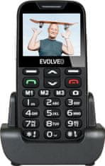 Evolveo EasyPhone XD, mobilní telefon pro seniory s nabíjecím stojánkem (černá barva)