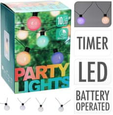 ProGarden Svetelná reťaz vonkajšia LED PARTY 10 žiaroviek farebná