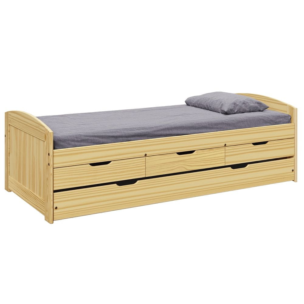 KONDELA Jednolôžková posteľ s prístelkou Marinella New 90x200 cm - prírodná