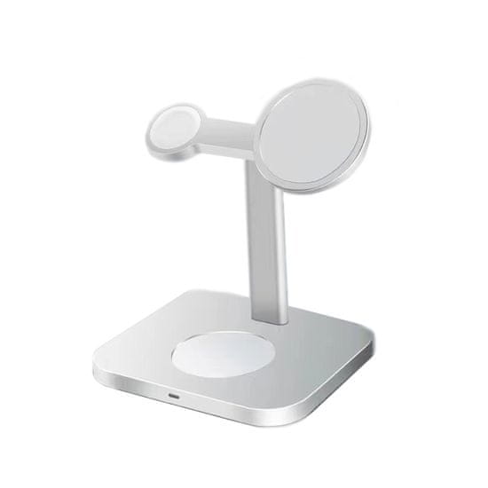 COTECi stojan a nabíjecí stanice MagSafe 3v1 AirPods/iPhone/Apple Watch WS-36 32103-TS, stříbrná - zánovné