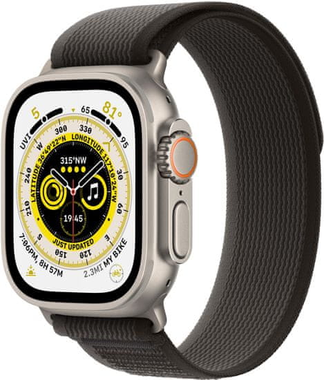 Apple Watch Ultra, 49mm, Cellular, Titanium, Black/Gray Trail Loop - M/L
