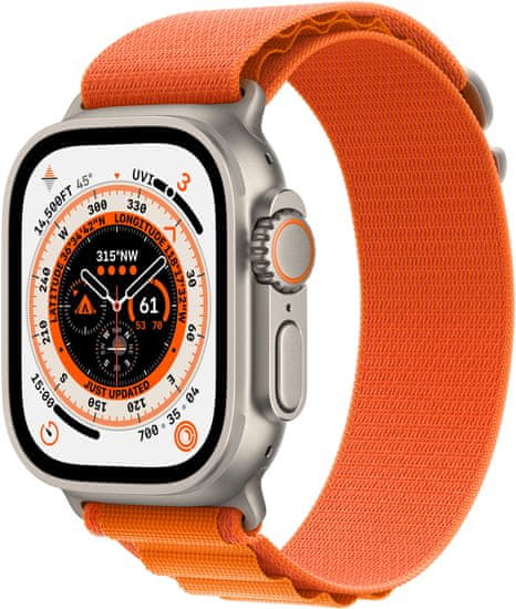 Apple Watch Ultra, 49mm, Cellular, Titanium, Orange Alpine Loop - Medium