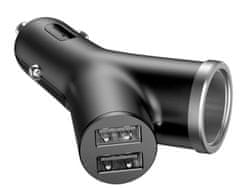 Noname Baseus Car Charger Y-type dual USB + cigarette lighter extended, 3.4A, Black (CCALL-YX01)