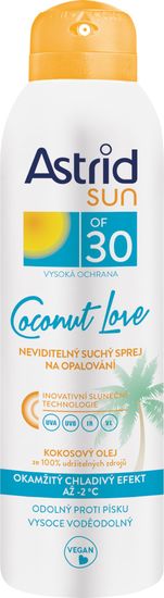 Astrid Sun Coconut Love neviditeľný suchý sprej na opaľovanie OF 30, 150 ml