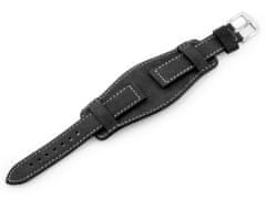Tayma Kožený remienok na hodinky W84 - podložka - čierna/biela - 20 mm