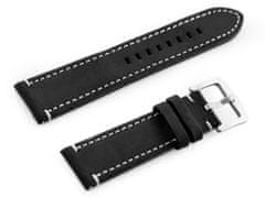 Tayma Kožený remienok na hodinky W72 – čierno/biely 22 mm
