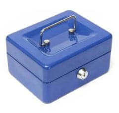 Zapardrobnych.sk Malá kovová pokladnička na kľúč, 15 cm, modrá