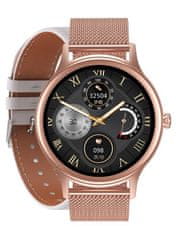 Pacific Inteligentné hodinky pre ženy 18-2 – náramok + remienok: ružovozlatá / biela (Sy015b)