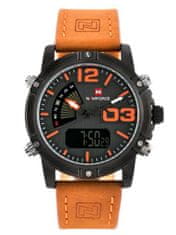 NaviForce Pánske analógové a digitálne hodinky s krabičkou Cyclone oranžová
