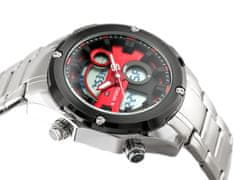 NaviForce Pánske hodinky Glock (Zn039a) - strieborné/červené