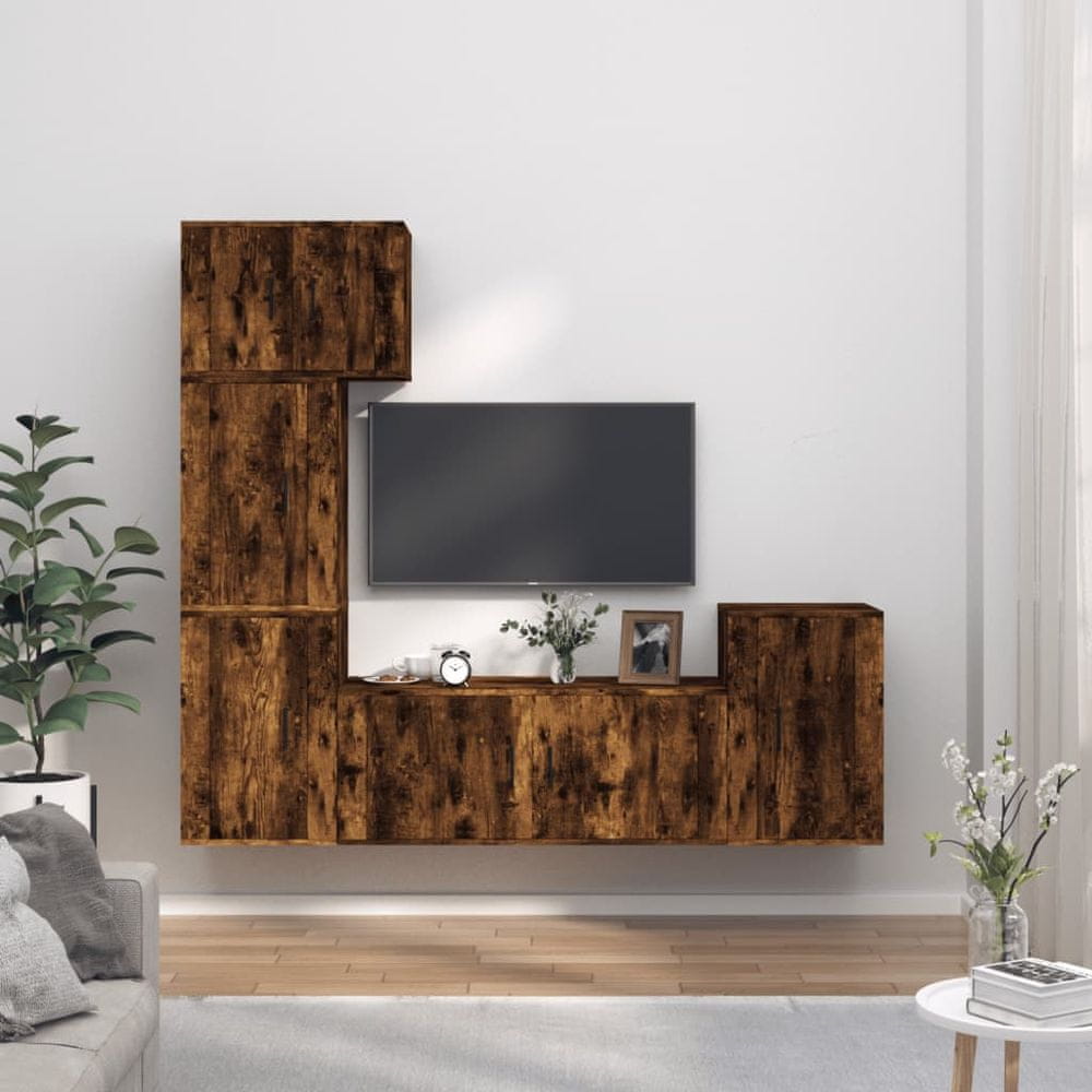 Vidaxl 5-dielna súprava TV skriniek dymový dub spracované drevo