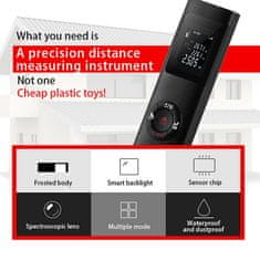 Netscroll 6-funkčný laserový merací prístroj, laserový meter pre presné merania, LCD displej, meranie až do 40m, malý a praktický na použitie kdekoľvek, USB nabíjanie, DistanceMeter