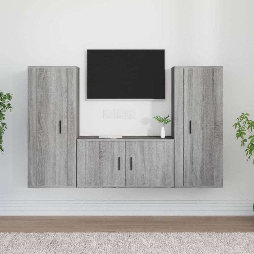 Vidaxl 3-dielna súprava TV skriniek sivá sonoma spracované drevo