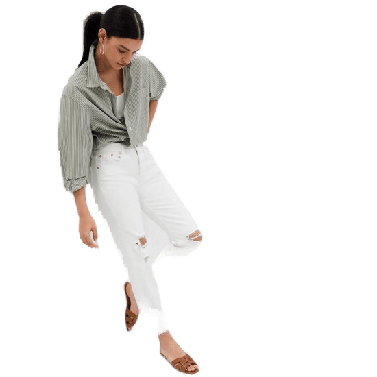Gap Biele rovné džínsy s vysokým vzrastom GAP_571077-00 24REG