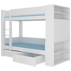 nabbi Poschodová posteľ s úložným priestorom Guinea 90x200 cm - biela