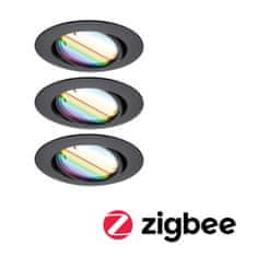 Paulmann PAULMANN LED vstavané svietidlo Smart Home Zigbee Base Coin základná sada výklopné kruhové 90mm 20 ° 3x4, 9W 230V stmievateľné RGBW plus čierna mat 924.68 92468